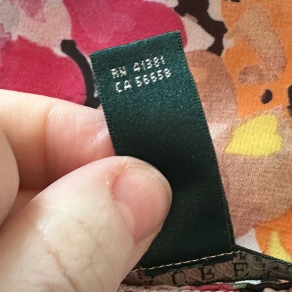 Ralph Lauren Multi color floral sheer Top Blouse 3/4 Sleeve Size L #1720 - Picture 9 of 12